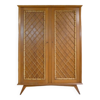 Old vintage rattan cabinet