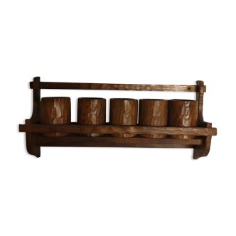 Wooden cups and shelf