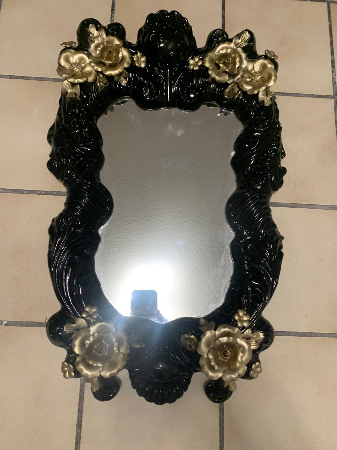Renovated rococo style porcelain mirror