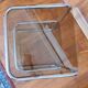 Vintage 70s shelf in chromed metal and smoked glass