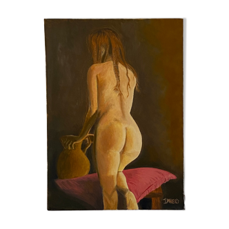 Huile sur toile, nu de dos signé 46x33cm