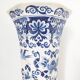 Octagonal vase blue birds BFK Boch Frères Kéramis 42 cm