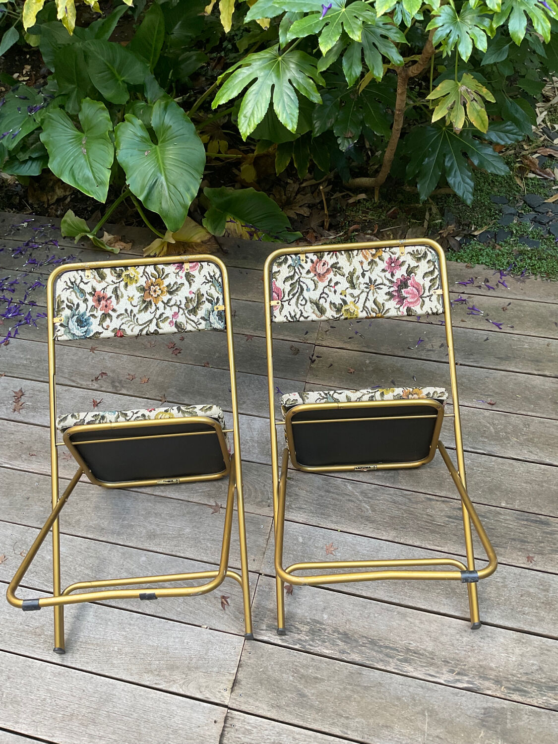 2 vintage Lafuma Chantazur folding chairs