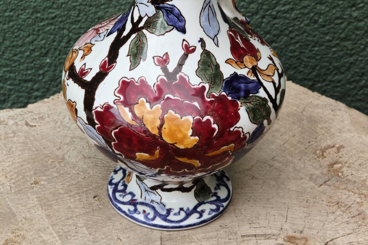 Gien earthenware jug, Peonies model