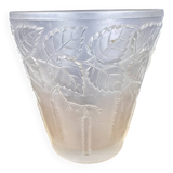 Superb Art Nouveau vase in frosted molded pressed glass with foliage decorations