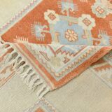 4x6 Oushak Light Blue & Beige Vintage Rug, 127x197Cm