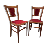 Paire chaises Baumann bois cintré velours rouge