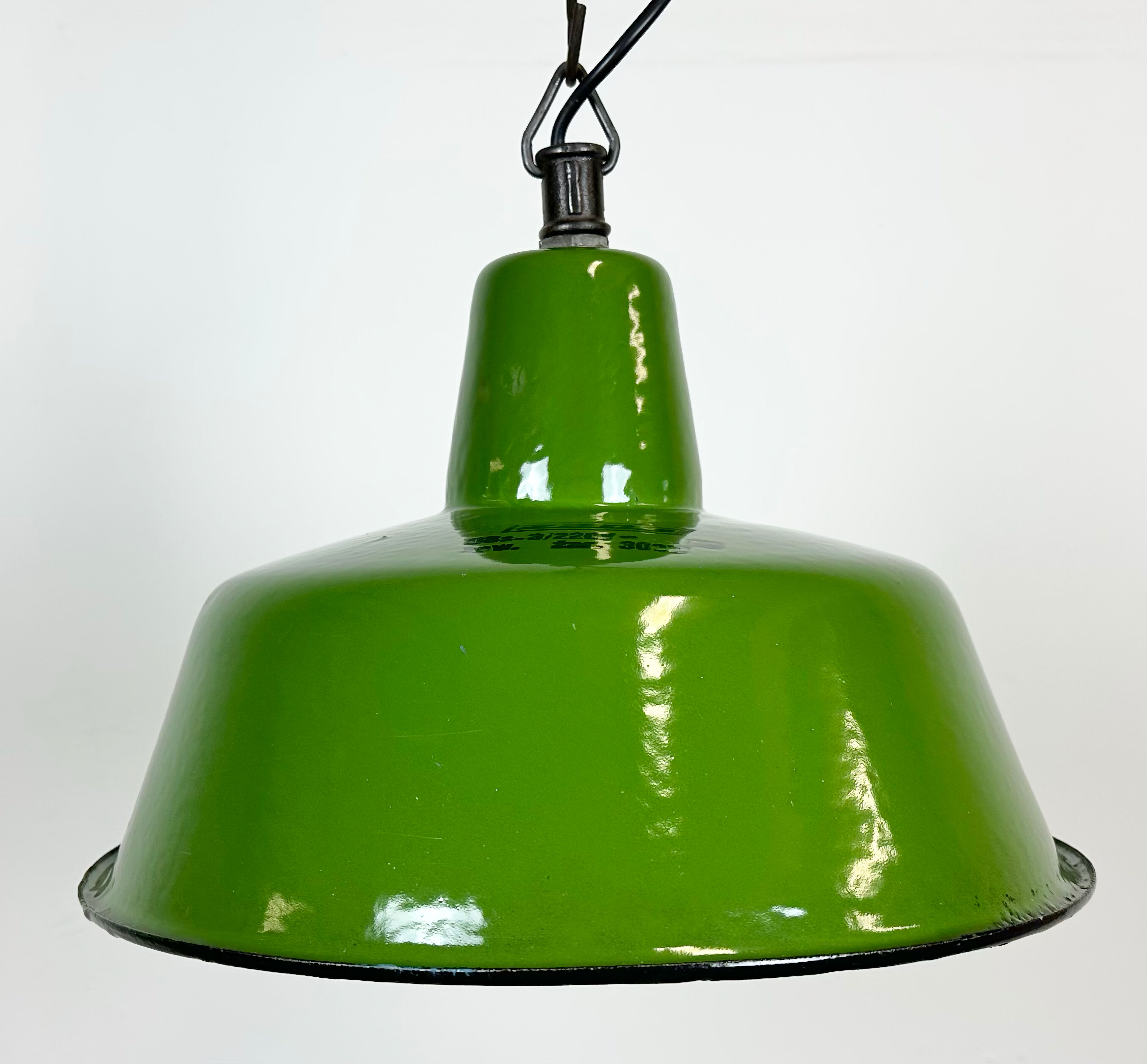 Industrial green enamel factory lamp from Zaos, 1960s