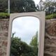 Large antique Art Deco bevelled mirror from 1929 – Greige tabletop mirror