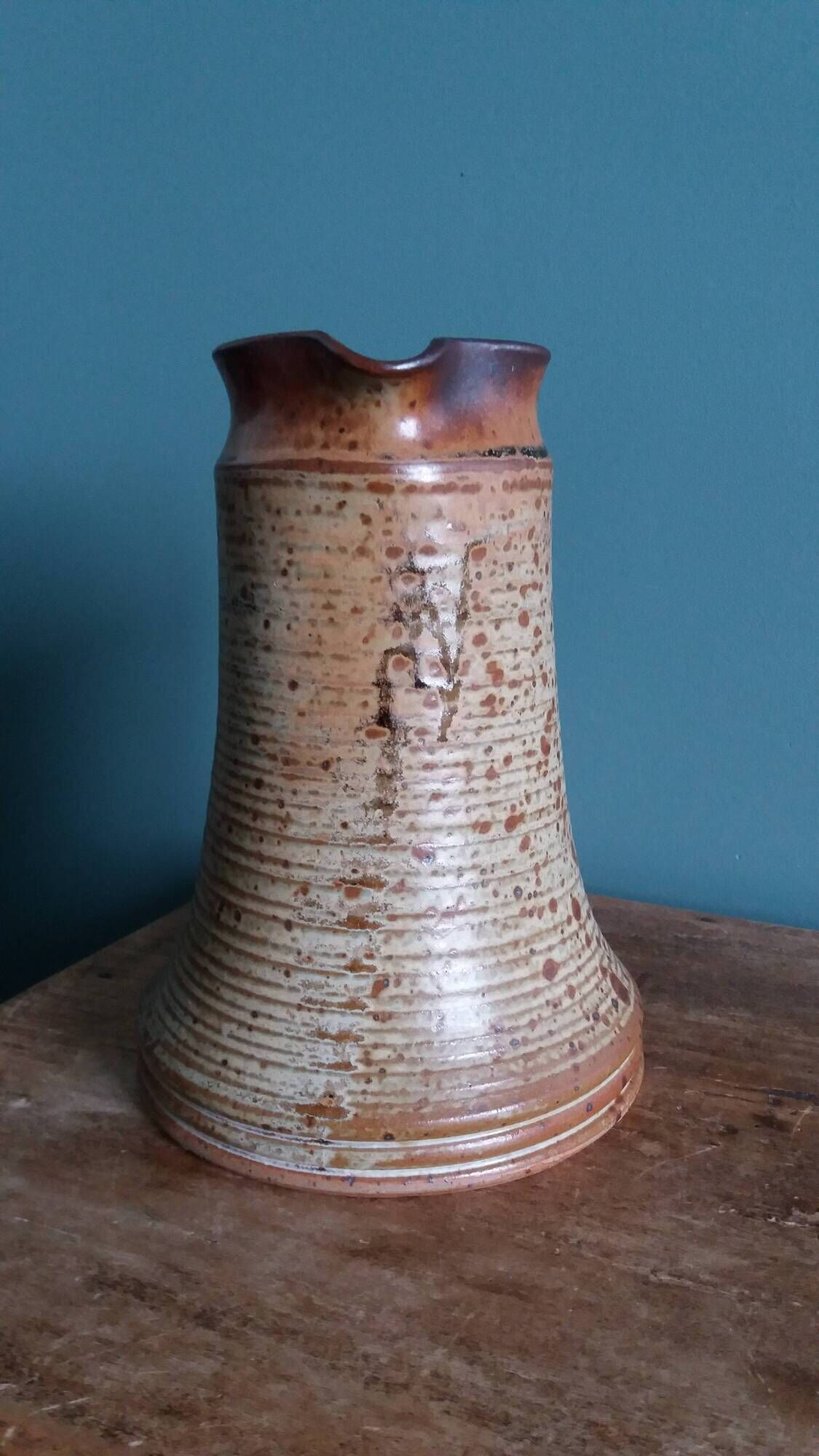 Stoneware pitcher from Puisaye signed by Jean-Pierre Prud’homme.
