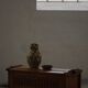 Modern Danish oak commode with decorative relief sculpture, mid-20th century.