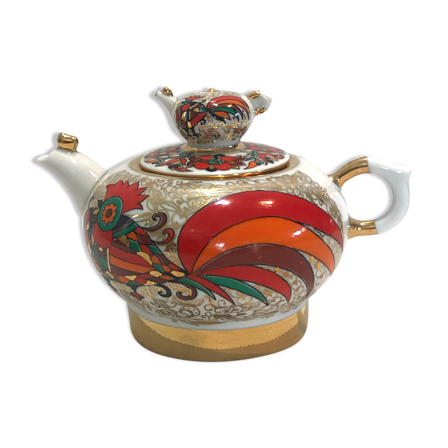 "Coq" porcelain teapot.