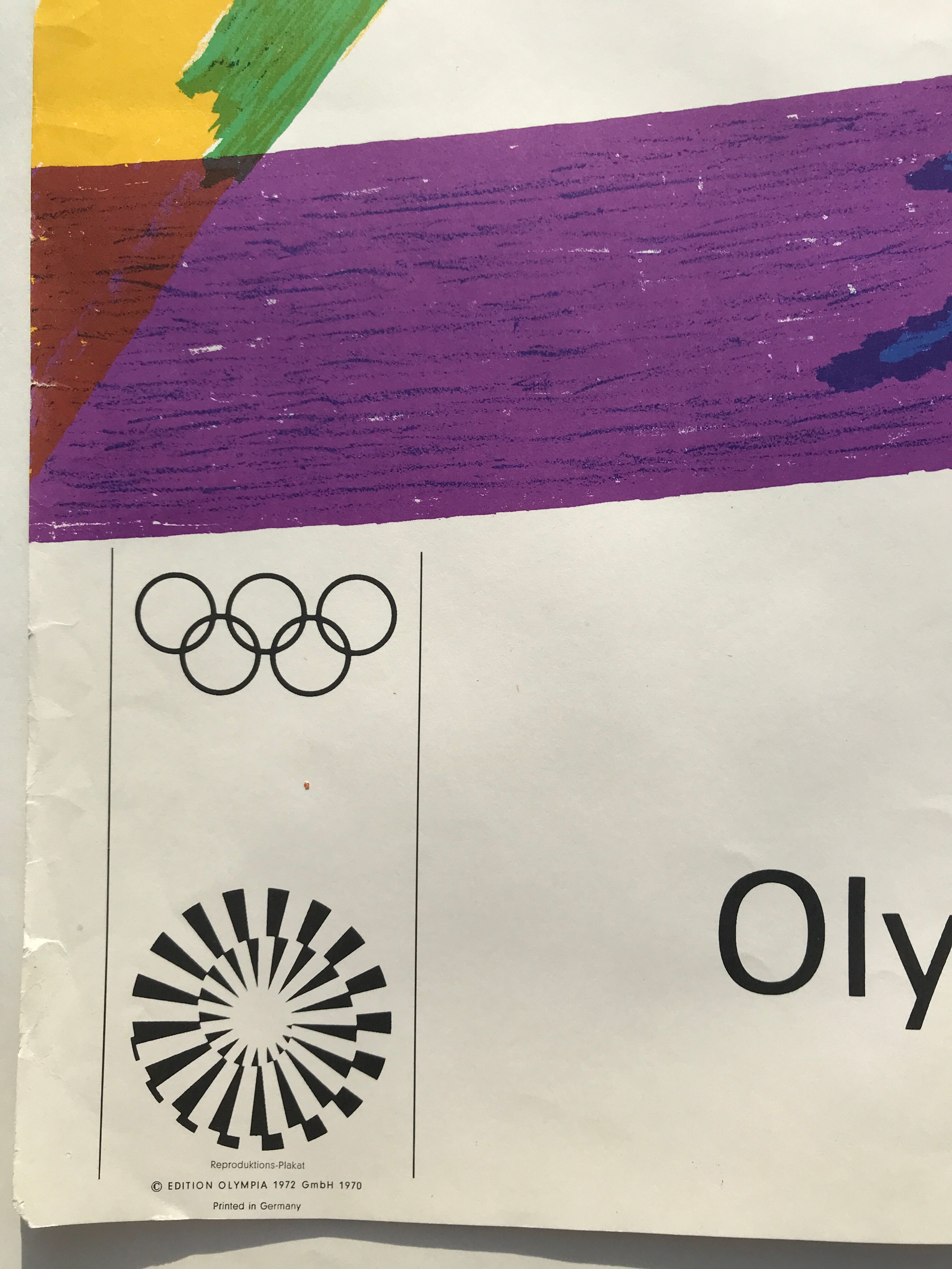 Dorazio piero (1927-2005) olympische spiele münchen, 1972. original poster