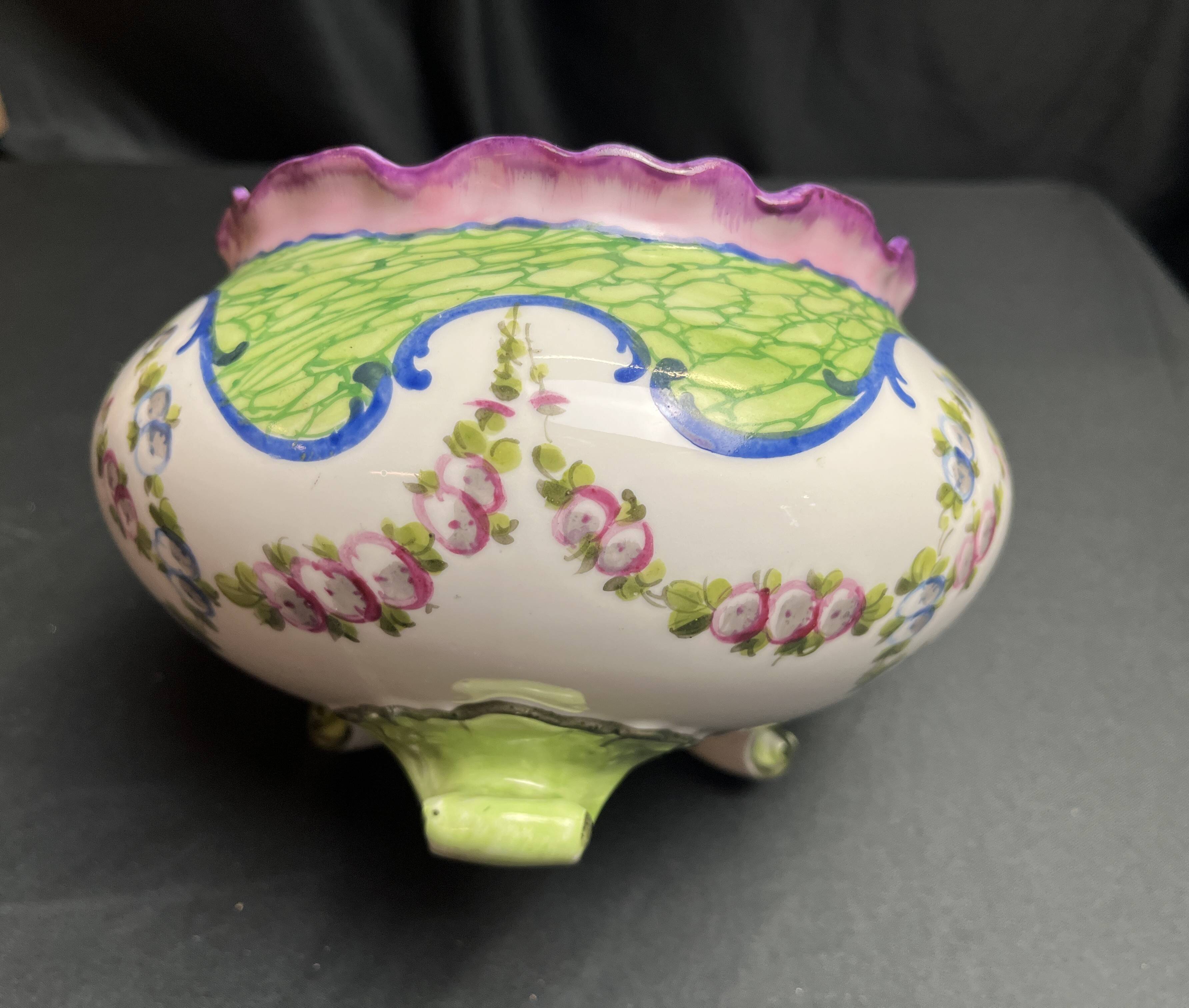 Sèvres, 20th century porcelain tripod planter with floral decoration