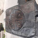 Vintage leather pouf