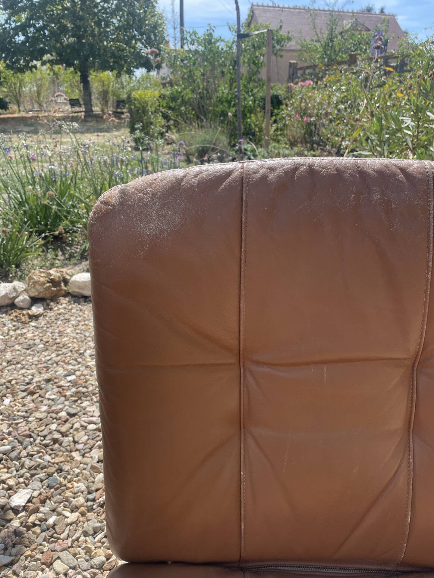 Pair of swivel armchairs in cognac leather – 1970s