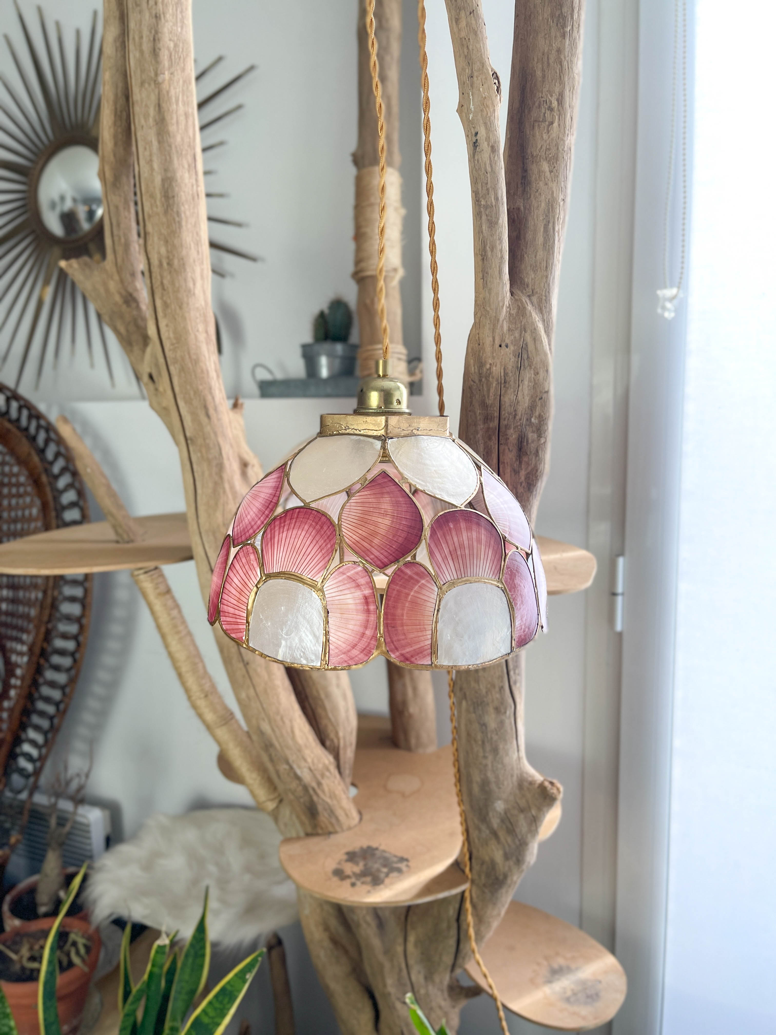 Mother-of-pearl and vintage brass pendant lamp