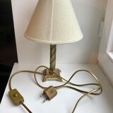 Brass table lamp and linen lampshade 50s