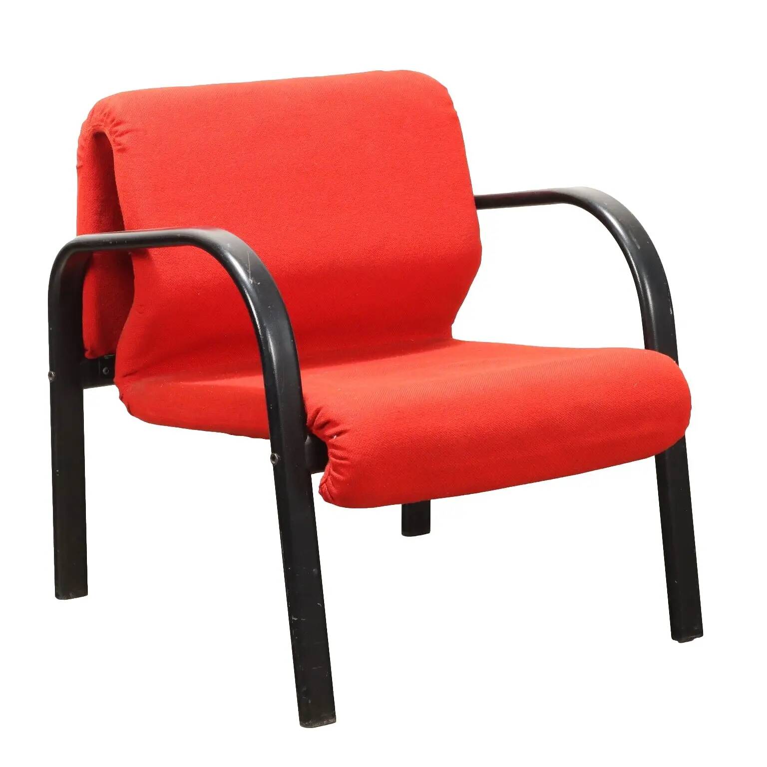 Vintage armchair from the 1980s in fabric and foam, Italy.