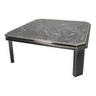 Fedam coffee table, hollywood regency, marble in steel frame