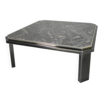 Table basse Fedam style Hollywood Regency en marbre et acier
