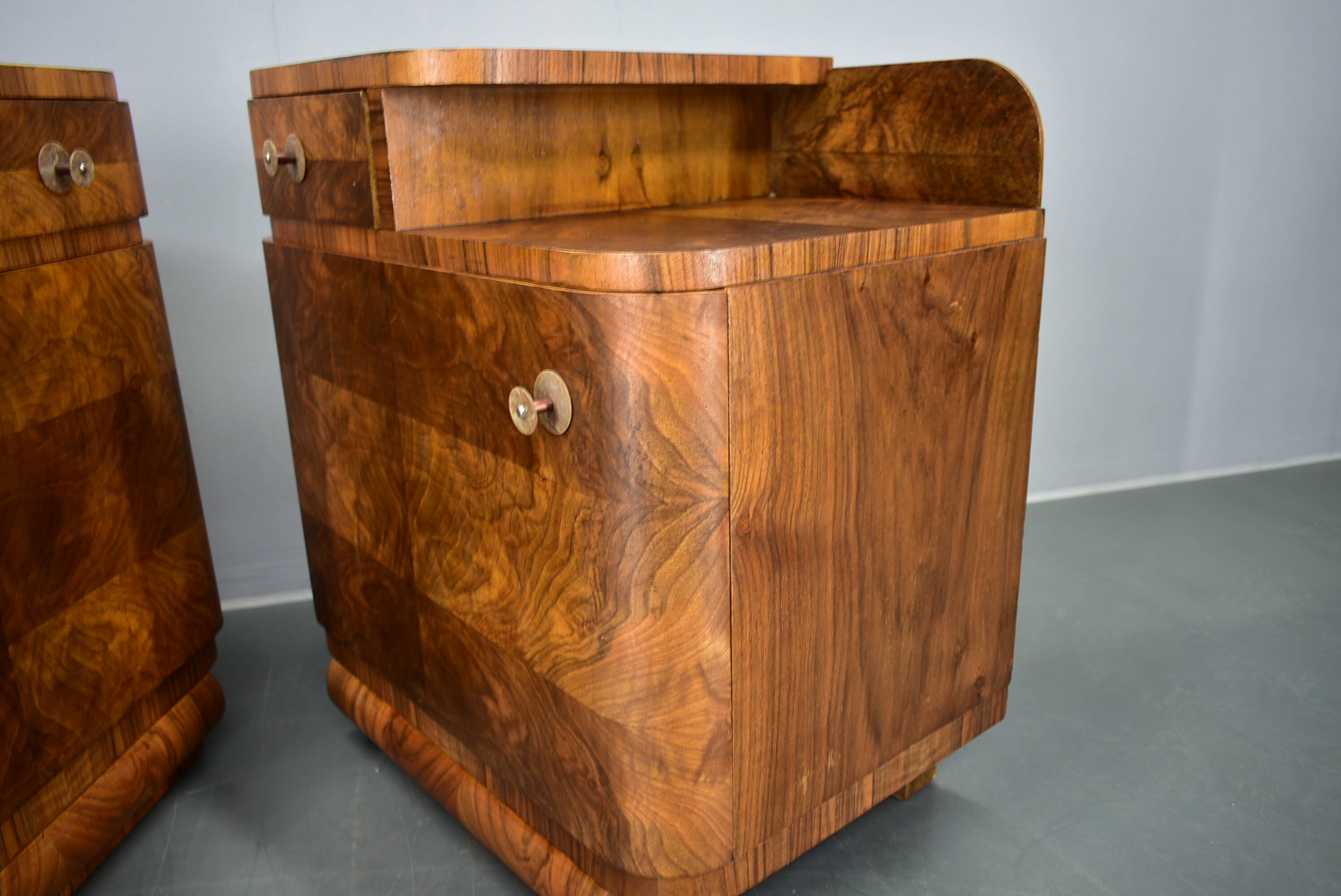 1935s Pair of Art Deco Bedside Tables, Czechoslovakia