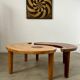 Solid wood coffee table with 2 Yin and Yang elements vintage 60s