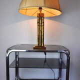 Lampe faux bambou en laiton, France, 1970