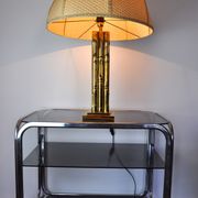 Lampe faux bambou en laiton, France, 1970