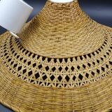 Rattan chandelier and lampshade - circa 1970