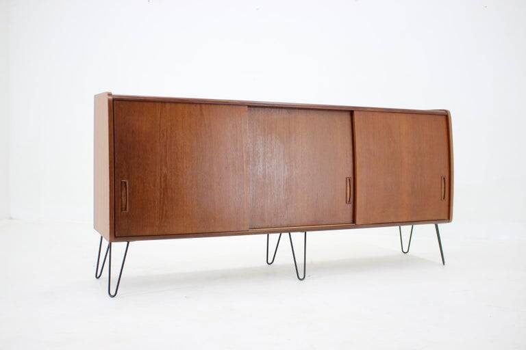 1960s Upcycled Danish Mid-Century Modern Teak Sideboard on Hairpin Legs