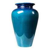 Vase vintage Dinis Portugal en céramique turquoise et bleu cobalt, années 1970