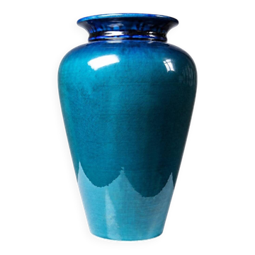 Vintage vase Dinis Portugal in turquoise and cobalt blue ceramic, 1970s.