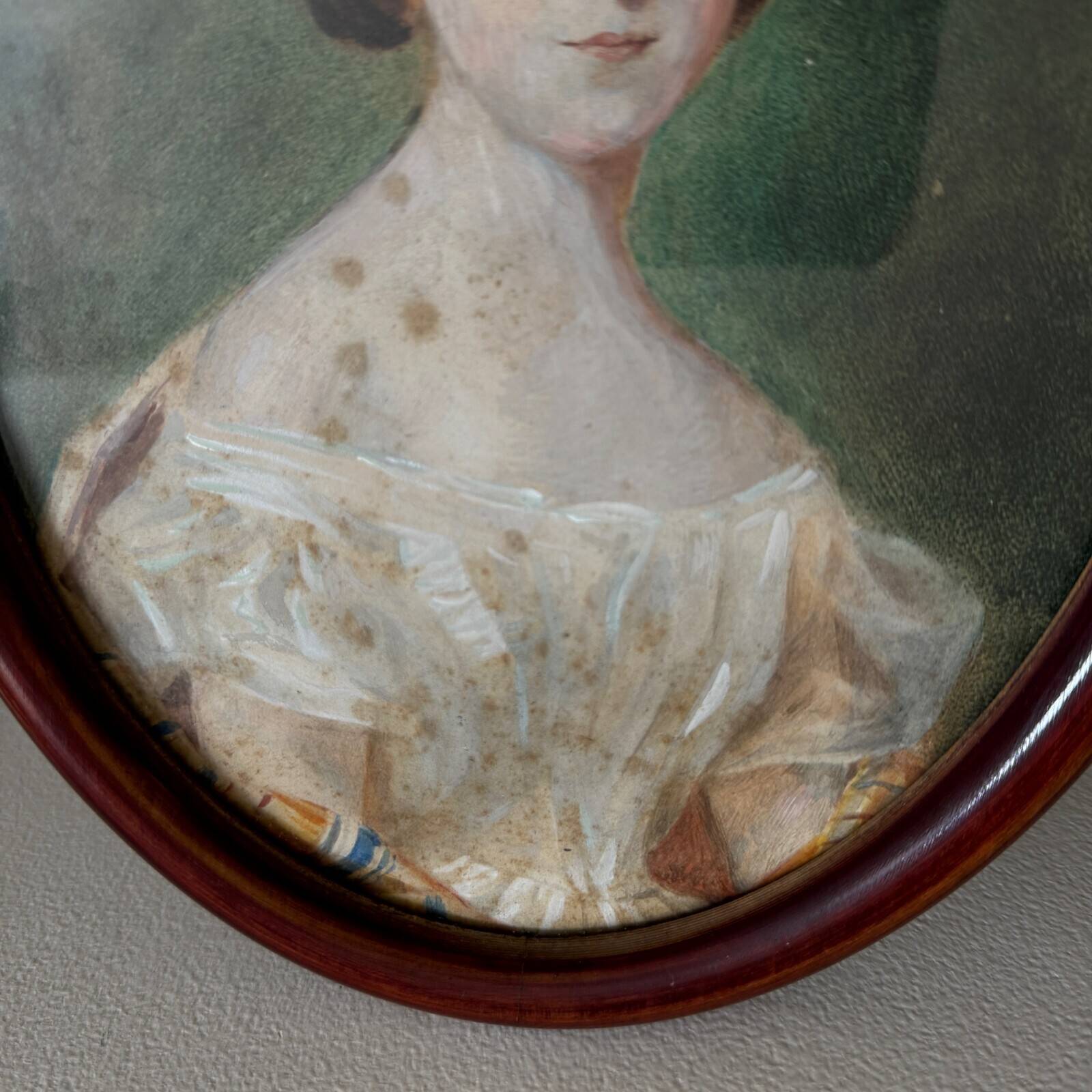 Watercolor on paper, early 20th century, portrait of a woman from the early 19th century