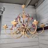 Wrought iron chandelier in Florentine style from the 1970s.