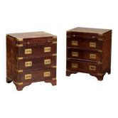 Tables de chevet anciennes en acajou et laiton, Royaume-Uni, XXe siècle