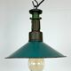 Industrial Green Enamel Factory Pendant Lamp with Cast Aluminium Top, 1960s