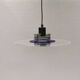 Danish space-age hanging lamp in transparent and blue plexi with black metal 1980s
