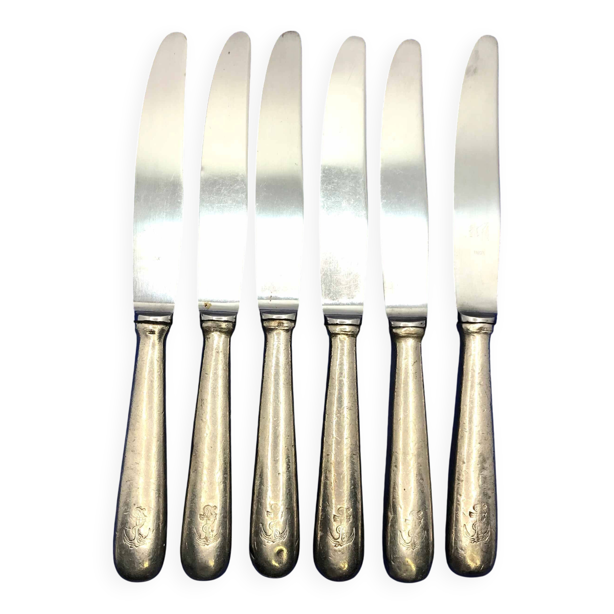 Set of 6 small silver-plated Navy knives SOH
