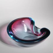 Murano Pink and Blue "Sommerso" Glass Bowl By Flavio Poli, 1960s, Italy