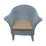 Child Wood brand rattan and wicker armchair in periwinkle blue