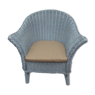 Child Wood brand rattan and wicker armchair in periwinkle blue