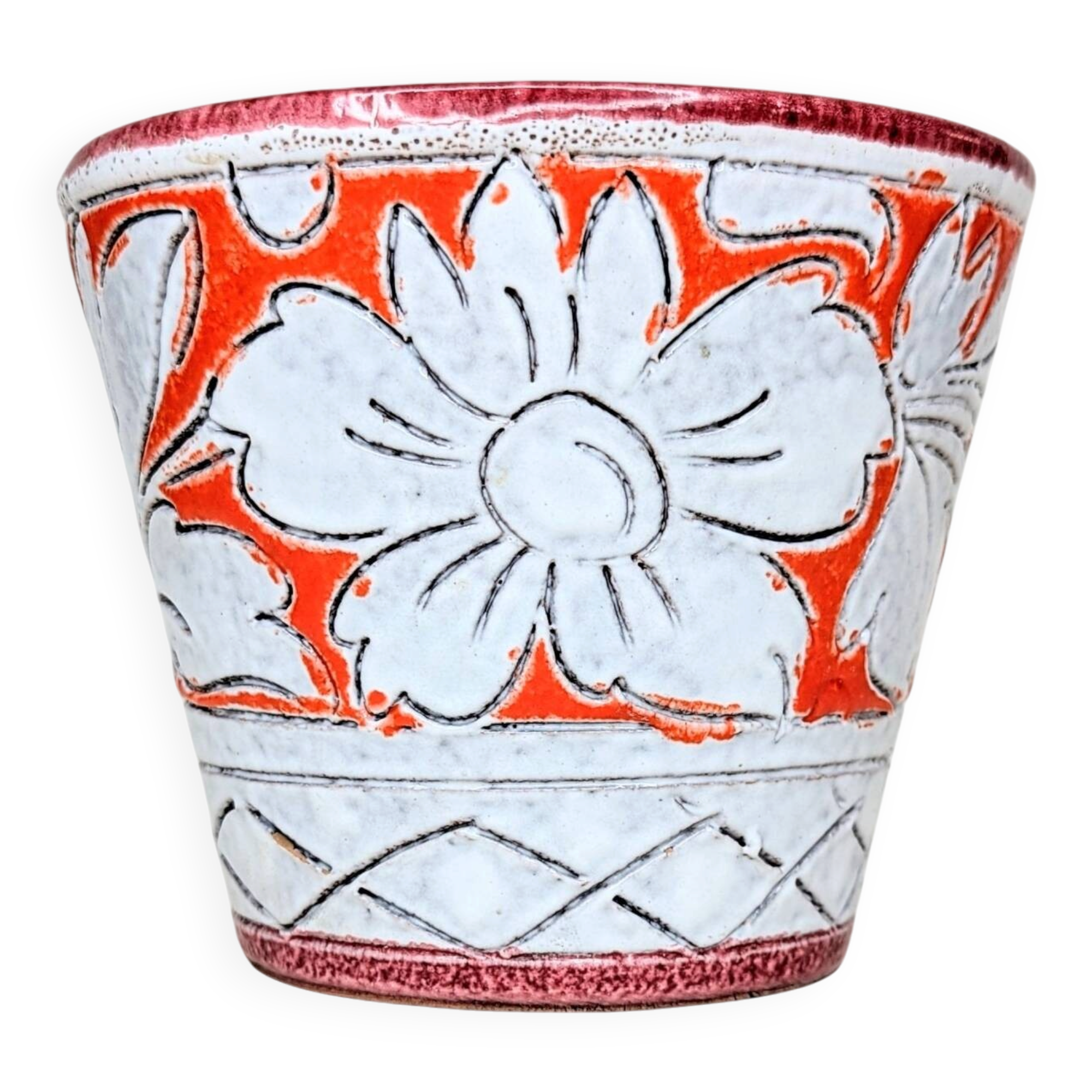 Vintage Fratellini Fanciullacci orange cache-pot