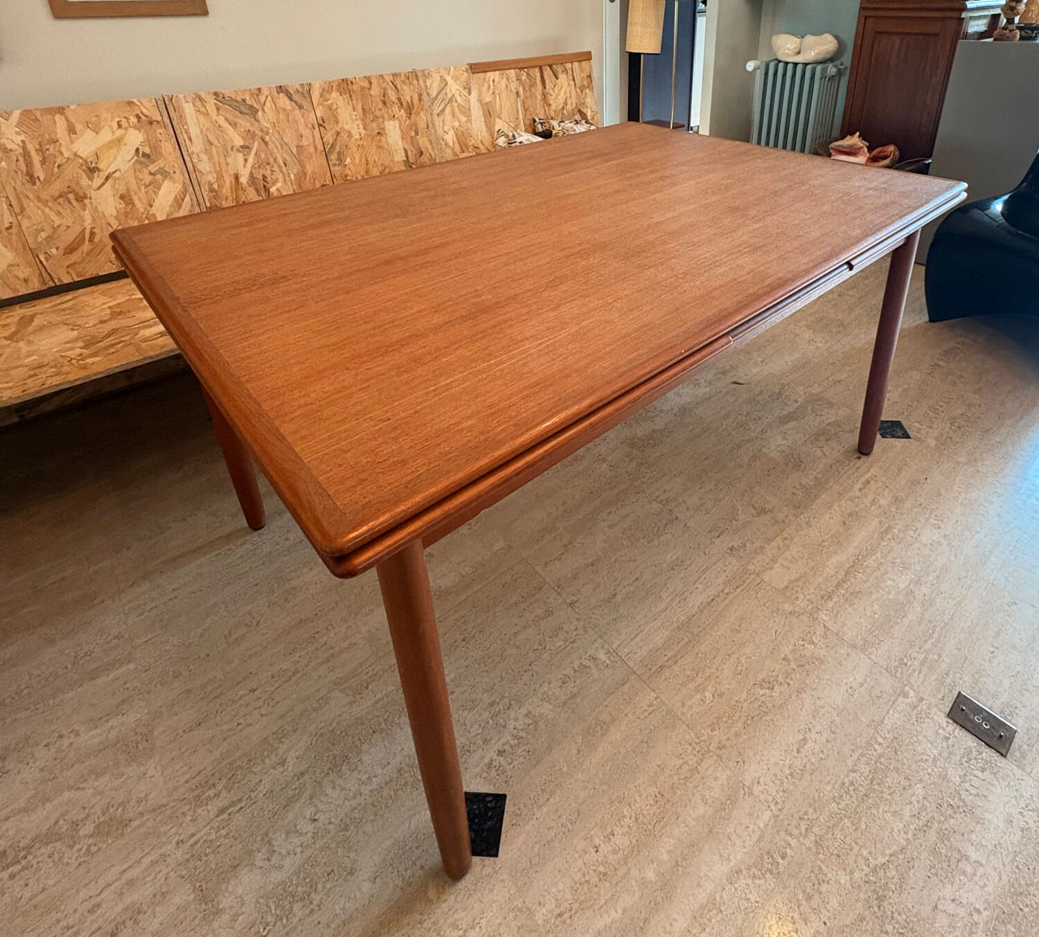 Table extensible vintage, deux rallonges