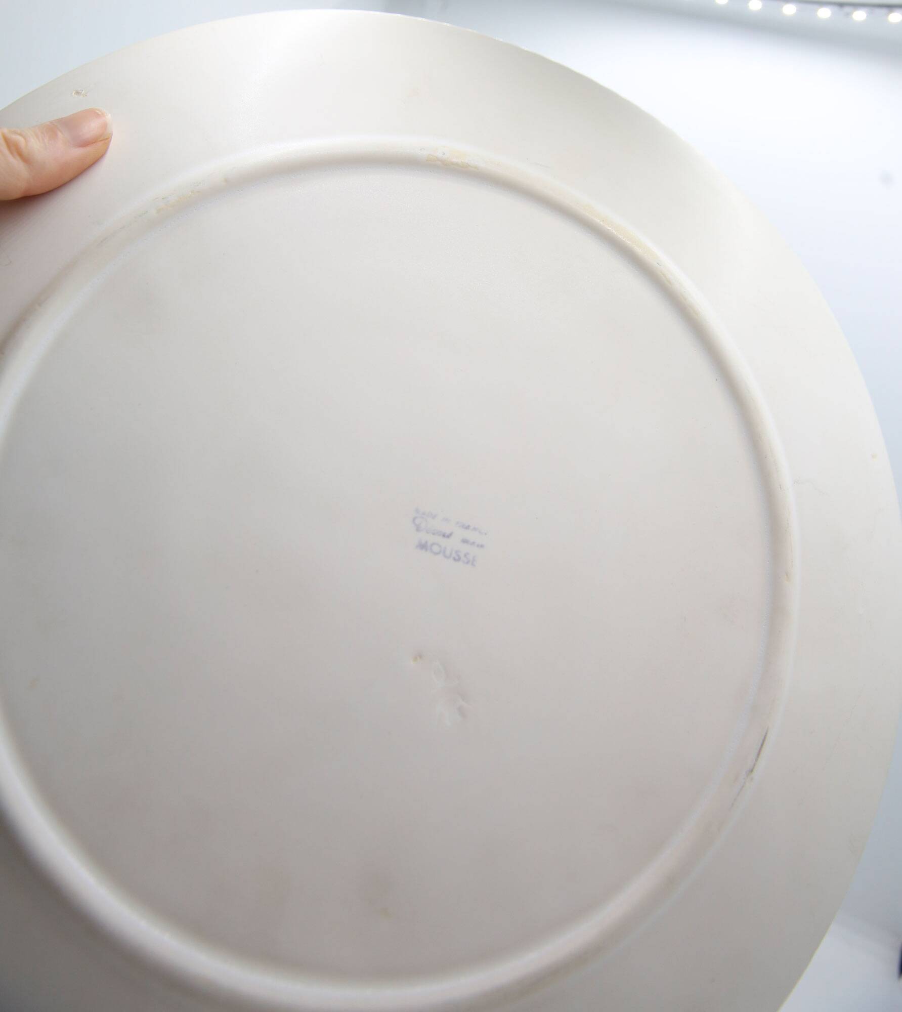 Oyster plate in turquoise earthenware from Niderviller Mousse collection