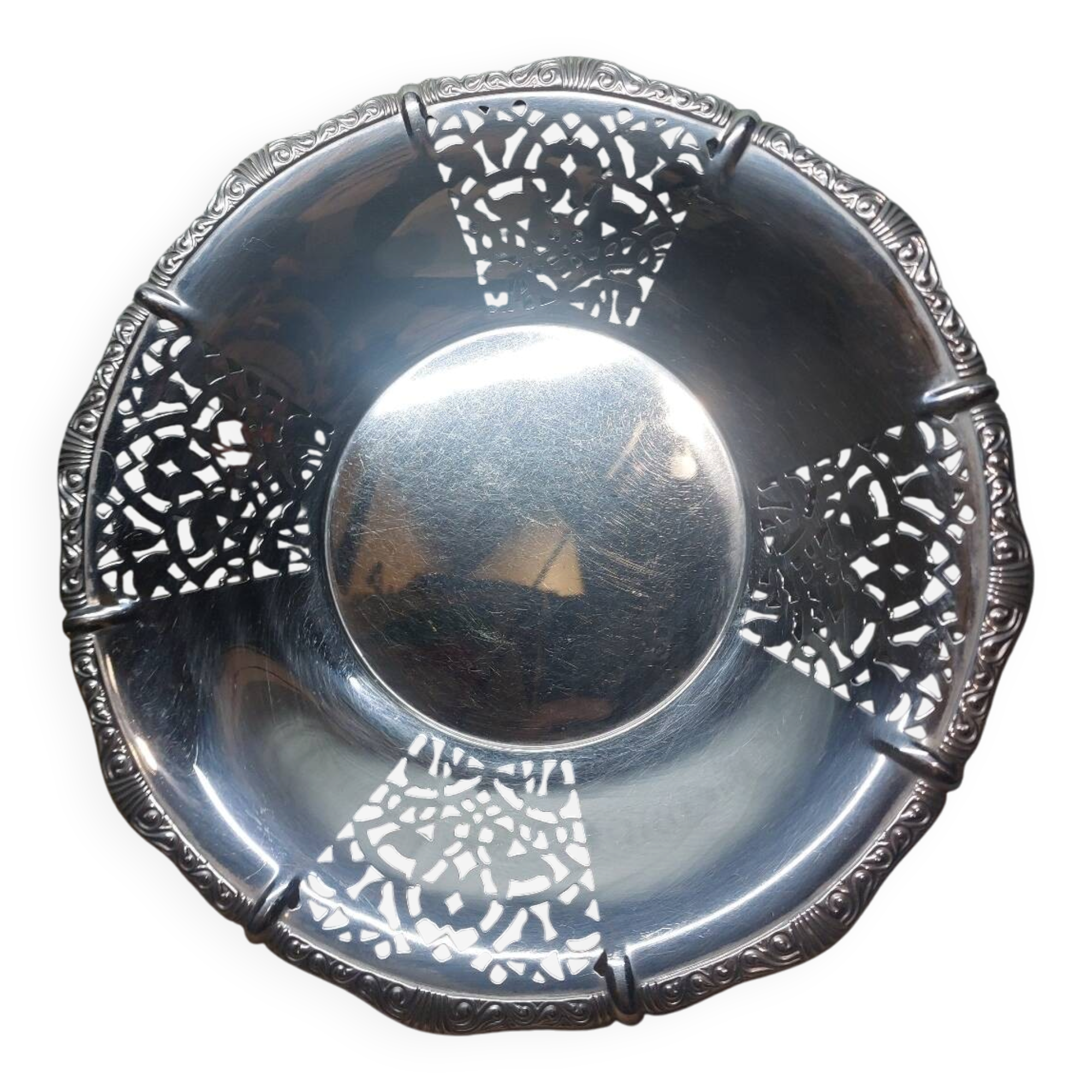Ancienne corbeille ajourée alfra alessi inox 18/10 italie - coupe vint