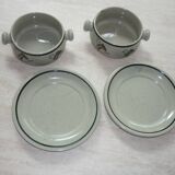 2 bowls with small plates in Korean stoneware