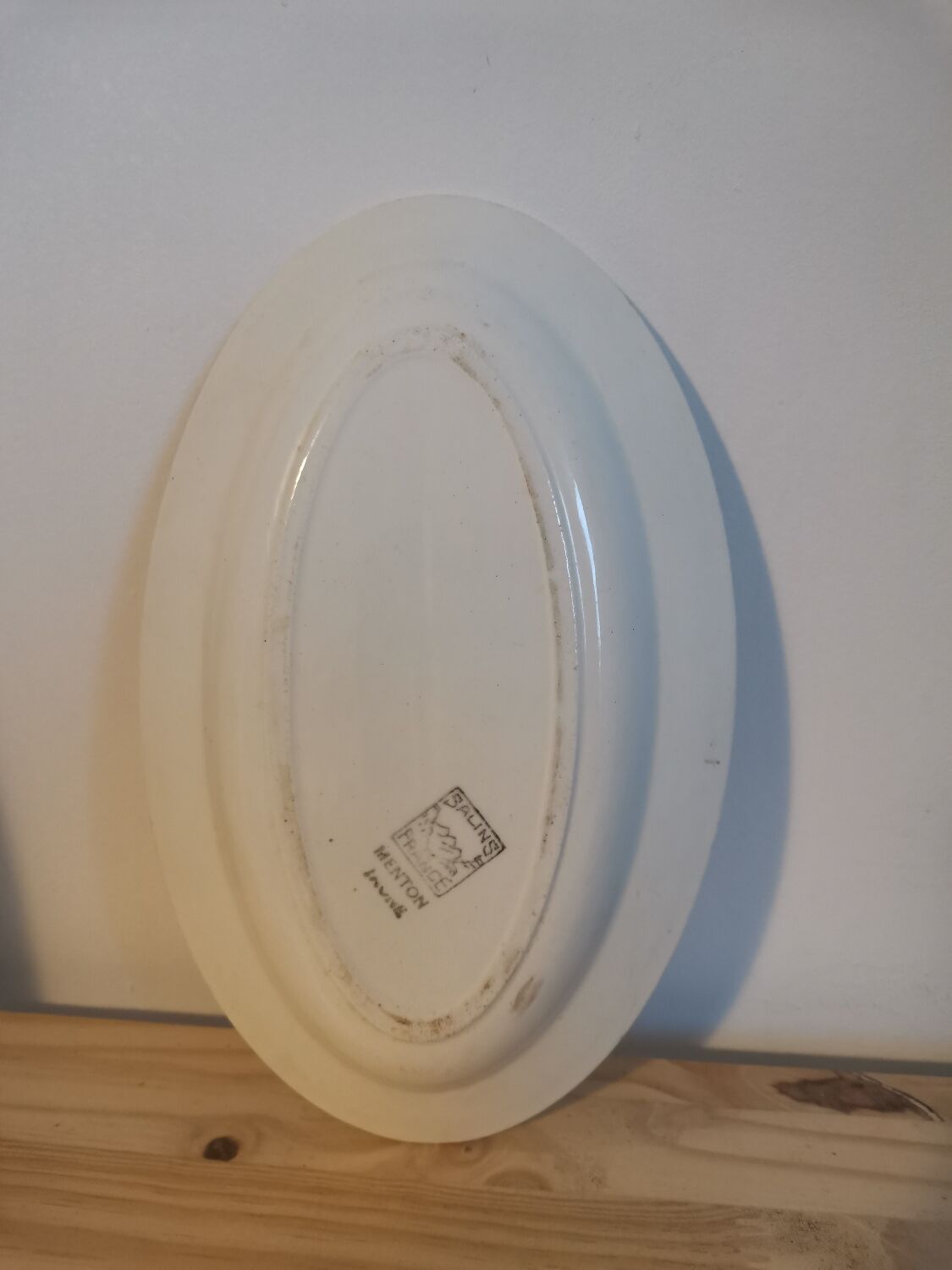 Oval plate ravier vintage salines France tiles chin yellow