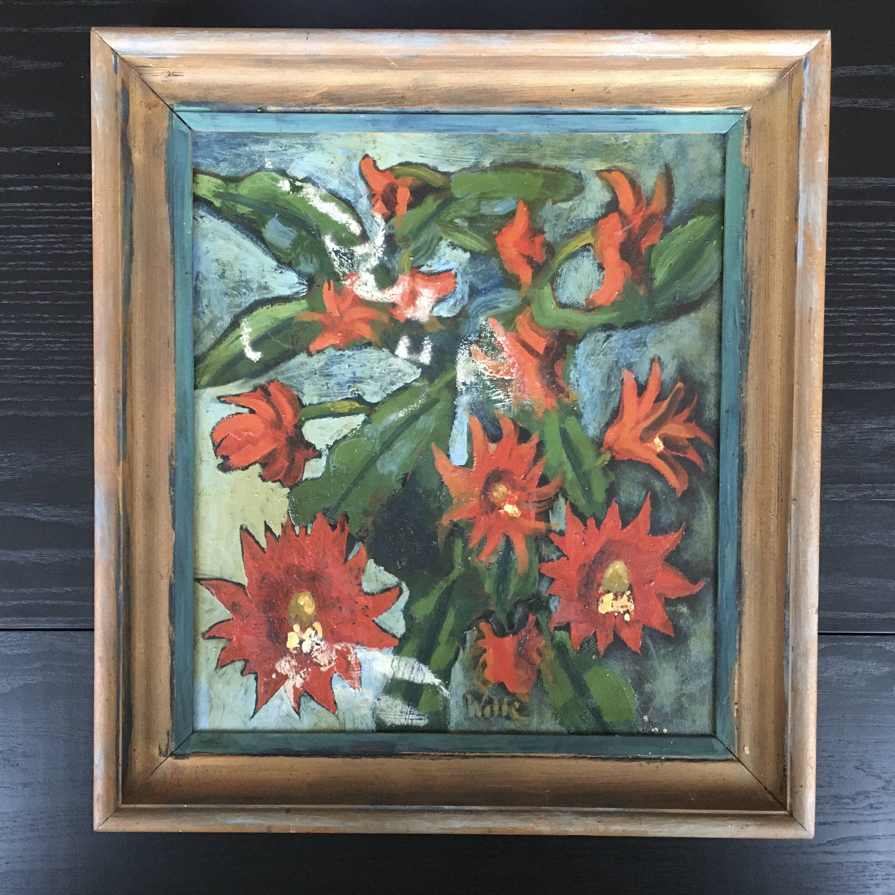 Modernist red flower painting