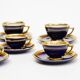 Coffee service Kréma Lafitte Asnières porcelain gold blue ⋆ Brocante Chic
